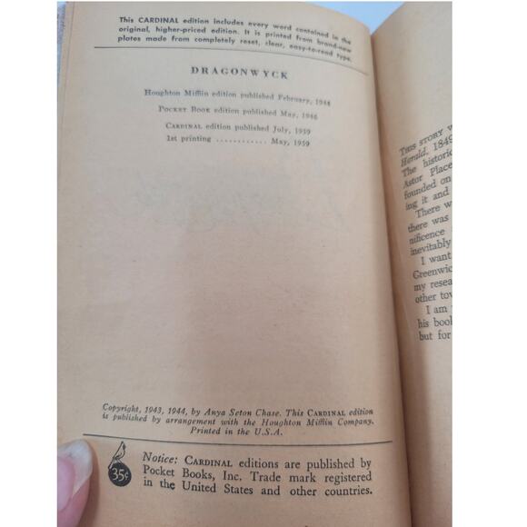 Dragonwyck Anya Seton 1959 Cardinal Vintage Gothic Romance Paperback‎ Novel Rare - Picture 3 of 10